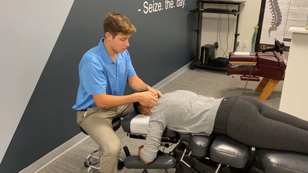 Chiropractic care being performed on a patient