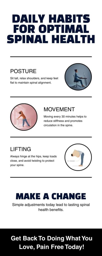 Infographic for daily habits for optimal spinal health