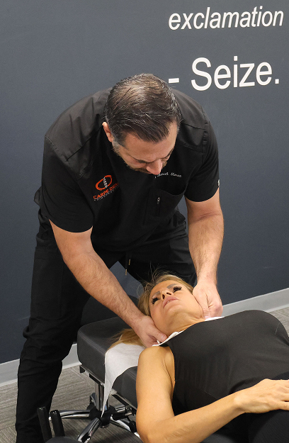 Hands-on neck adjustment to improve cervical mobility and reduce tension